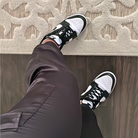 Black jogger cargo Satin Drawstring Waist Pants - Picture 7 of 8